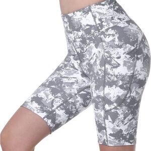 Women's High Waist Biker Yoga Shorts with 4 Out Pockets- M